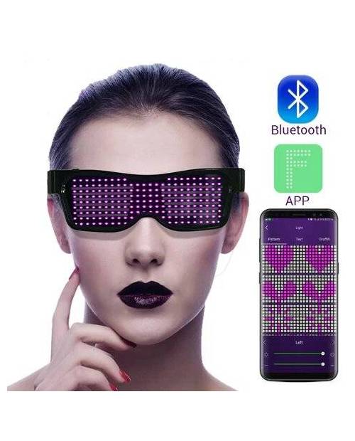 Victop Lunettes LED Programmables Pour Homme Et Femme Lunettes Lumineuses Bluetooth Avec Rythme D'animation Graffiti Texte Pour Discothèque Festival (couleurs Complètes
