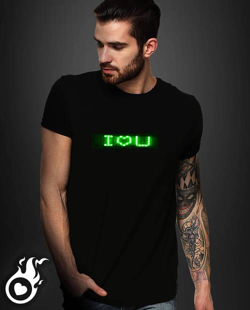 T-shirt Led Vert Message Lumineux